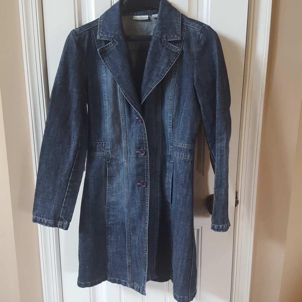 Halogen long jean jacket